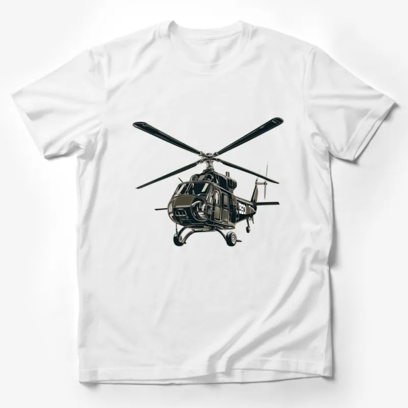 Vintage Helicopter Graphic Tee, Classic Aviation Print Shirt, Cool Military Chopper T-Shirt for All Ages Male T-Shirt