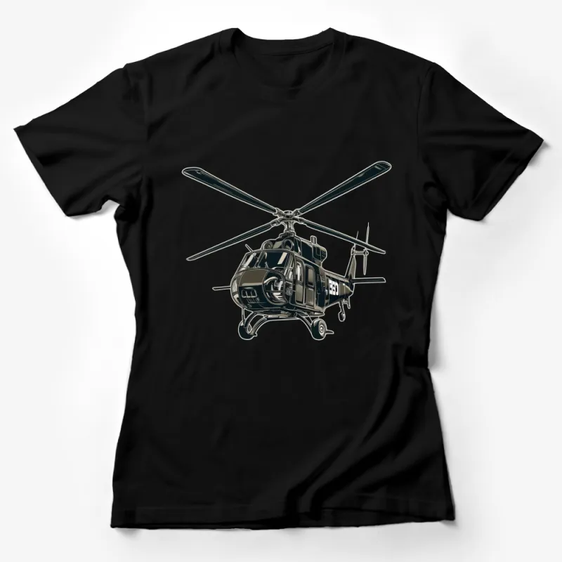 Vintage Helicopter Graphic Tee, Classic Aviation Print Shirt, Cool Military Chopper T-Shirt for All Ages Female T-Shirt