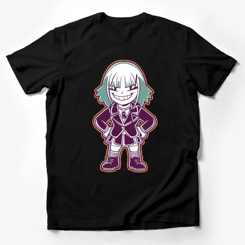 Anime Style Character T-Shirt, Unique Cartoon Graphic Tee, Unisex Casual Shirt Male T-Shirt