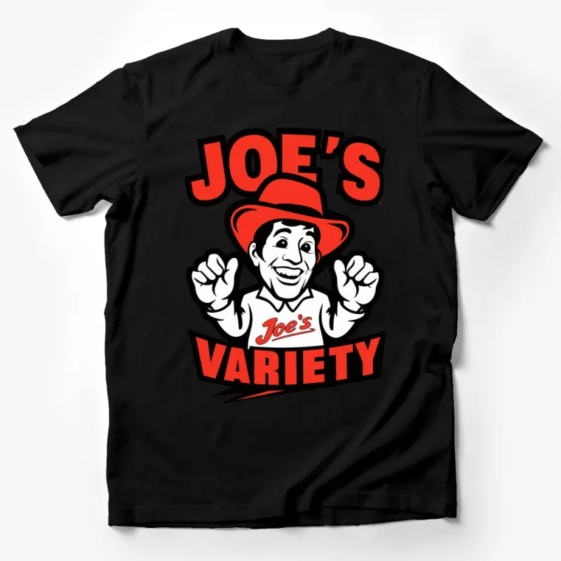 Retro Joe's Variety Logo T-Shirt, Vintage Style Graphic Tee, Casual Red and White Shirt Male T-Shirt