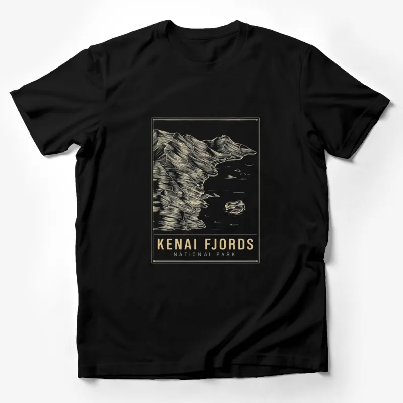 Kenai Fjords National Park Gold Print T-Shirt, Unisex Graphic Tee, Outdoor Adventure Shirt, Nature Lover Gift Male T-Shirt