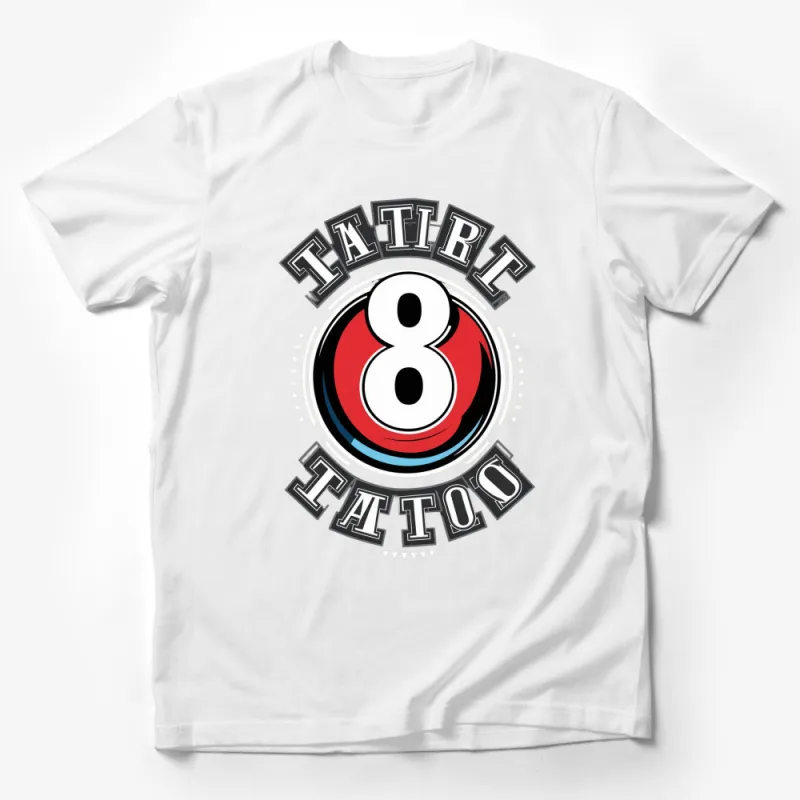 Vintage Style Billiard 8 Ball Tattoo Graphic T-Shirt, Retro Pool Hall Tee, Unique Men's and Women's Shirt Design Male T-Shirt