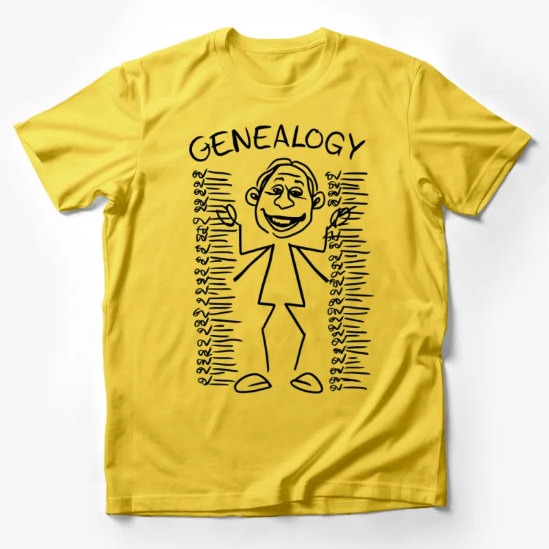 Genealogy Cartoon T-Shirt, Family Tree Humor, Ancestry Fans Fun Gift Idea Male T-Shirt