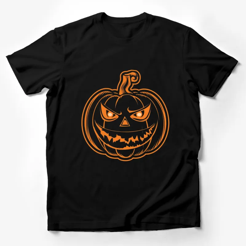 Halloween Pumpkin T-Shirt, Spooky Orange Jack O'Lantern Tee, Fall Festive Apparel for Men and Women Male T-Shirt