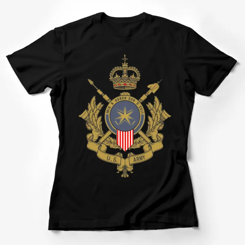 Vintage U.S. Army Emblem T-Shirt, Military Crest Graphic Tee, Patriotic American Army Apparel Female T-Shirt