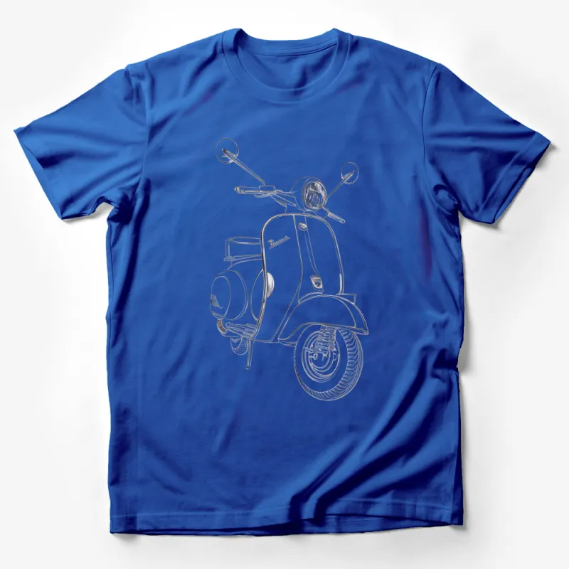 Vintage Scooter Line Art T-Shirt, Classic Retro Motorbike Design Tee, Unique Motorcycle Graphic Shirt, Casual Wear Male T-Shirt