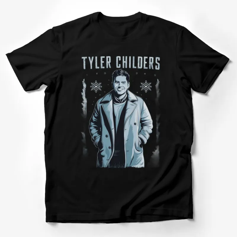 Tyler Childers Winter Themed Graphic T-Shirt, Snowflake Illustration, Men's Fashion Tee, Winter Apparel, Gift for Music Fans Male T-Shirt