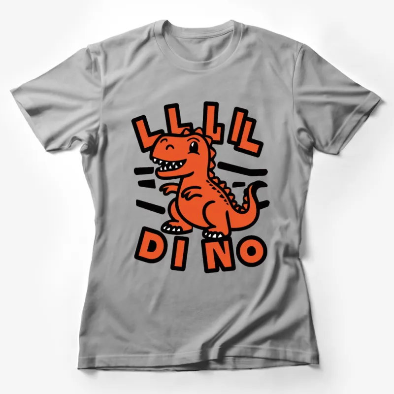 Kids Orange Dinosaur T-Shirt, Cute T-Rex Graphic Tee, Boys and Girls Casual Wear, Fun Lil Dino Top Female T-Shirt