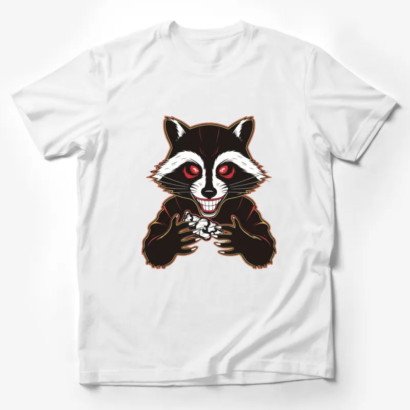 Men's Graphic T-Shirt, Red Eyed Raccoon in Hoodie Design, Cool Animal Print Tee, Unique Gift Male T-Shirt