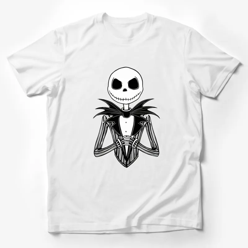 Jack Skellington Graphic T-Shirt, Nightmare Before Christmas Inspired Tee, Goth Style Apparel, Unisex Black and White Shirt Male T-Shirt