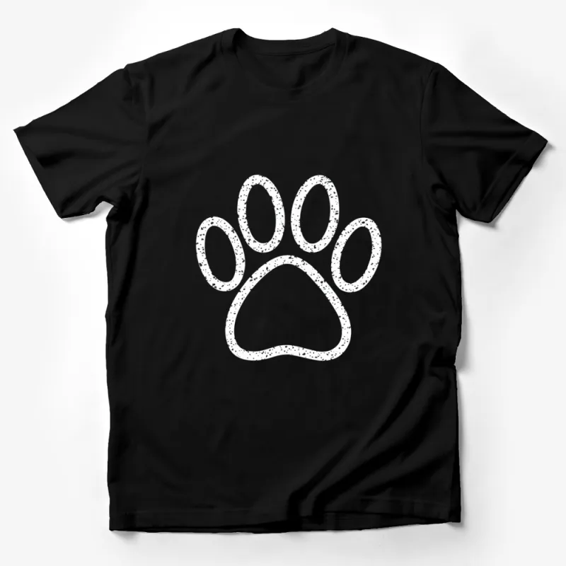 Distressed Paw Print T-Shirt, Animal Lover Tee, Black Graphic Shirt, Unisex Casual Outfit Idea Male T-Shirt