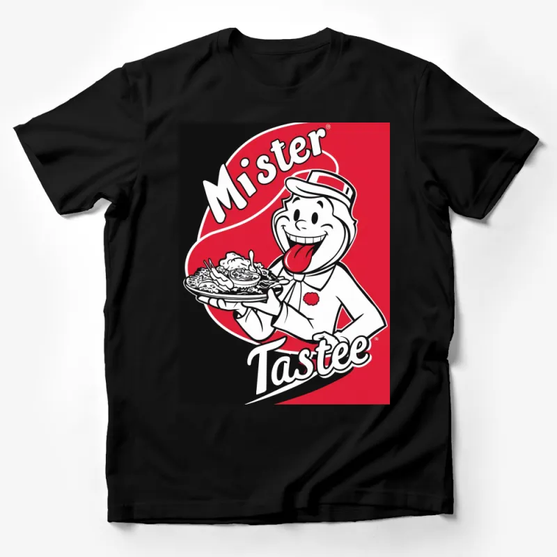 Mister Tastee Red T-Shirt, Vintage Cartoon Character, Retro Style Graphic Tee, Unique Foodie Gift Idea Male T-Shirt