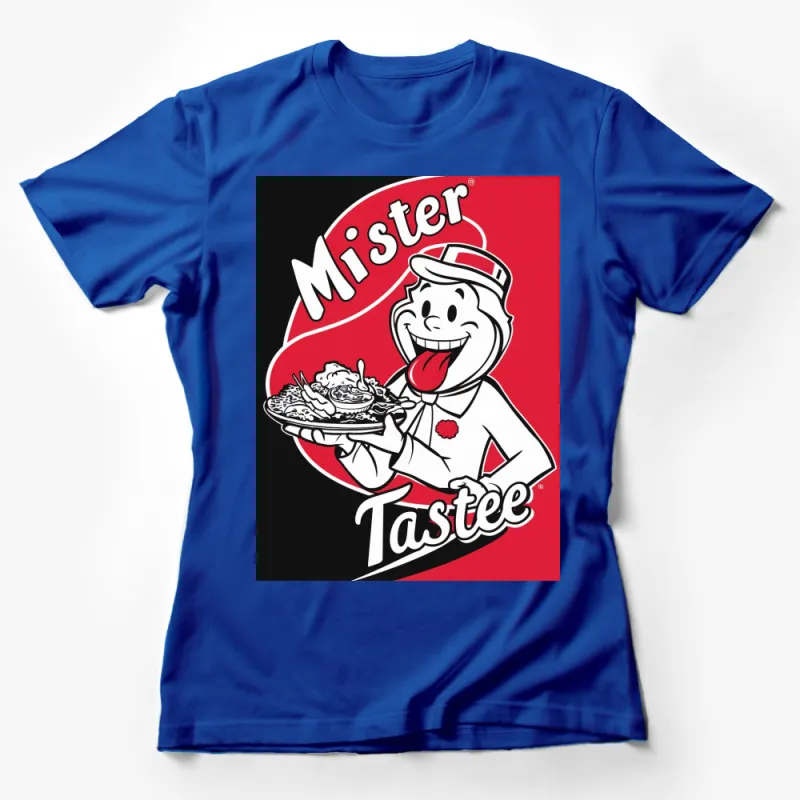 Mister Tastee Red T-Shirt, Vintage Cartoon Character, Retro Style Graphic Tee, Unique Foodie Gift Idea Female T-Shirt