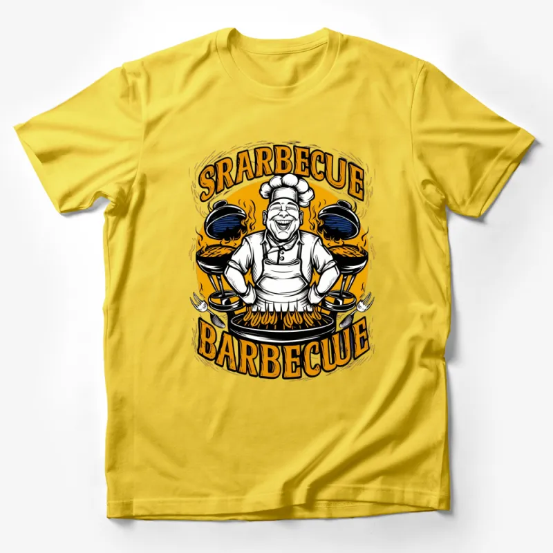 BBQ Chef T-Shirt, Barbecue Master Grill Party Tee, Funny Cook Graphic Shirt, Summer BBQ Apparel Male T-Shirt