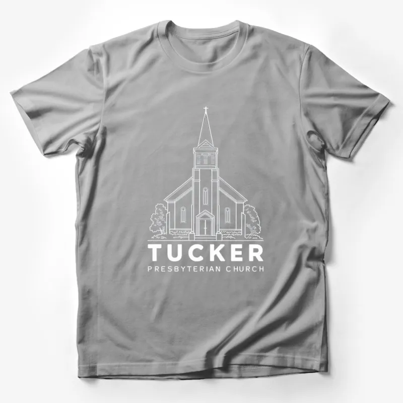 Tucker Presbyterian Church Graphic T-Shirt, Minimalist Church Design, Monochrome Church Tee, Unisex Shirt Male T-Shirt