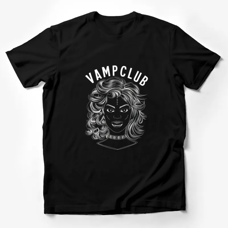 VampClub Gothic Style Vampire Woman Print T-Shirt, Casual Graphic Tee, Urban Fashion for All Male T-Shirt