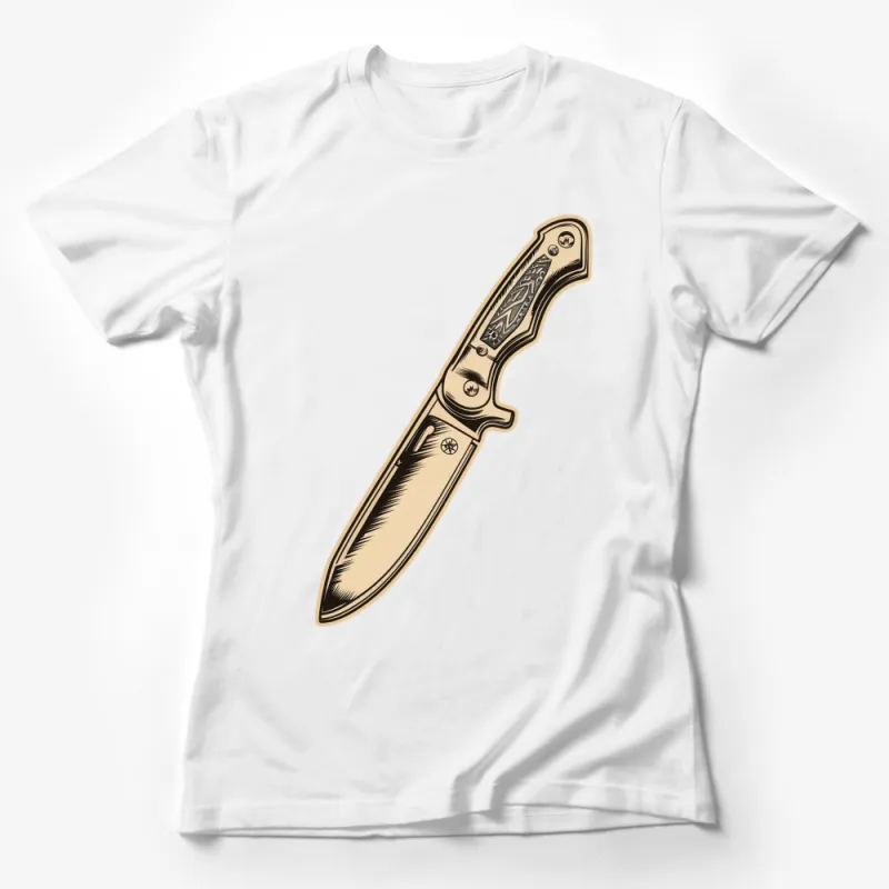 Vintage Style Knife Graphic T-Shirt, Detailed Artwork Illustration, Unisex Fashion, Unique Gift Idea Female T-Shirt