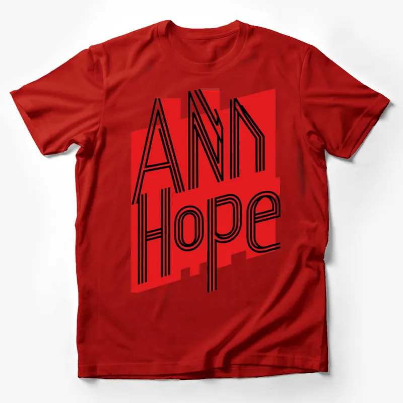 Bold Red ANN HOPE Graphic T-Shirt, Modern Typography, Unisex Fashion Top Male T-Shirt