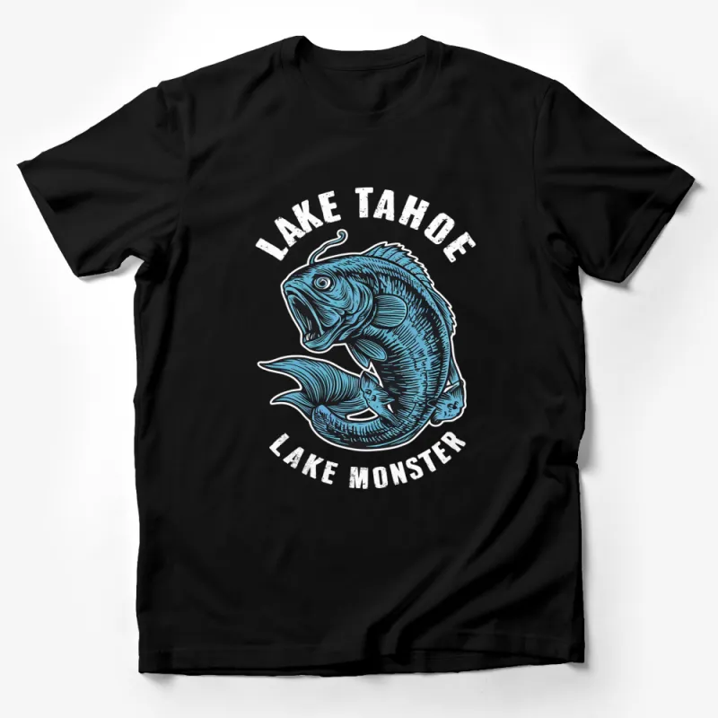 Lake Tahoe Monster Fish Graphic T-Shirt, Unique Blue Fish Design Tee, Trendy Fishing Apparel, Gift for Anglers Male T-Shirt