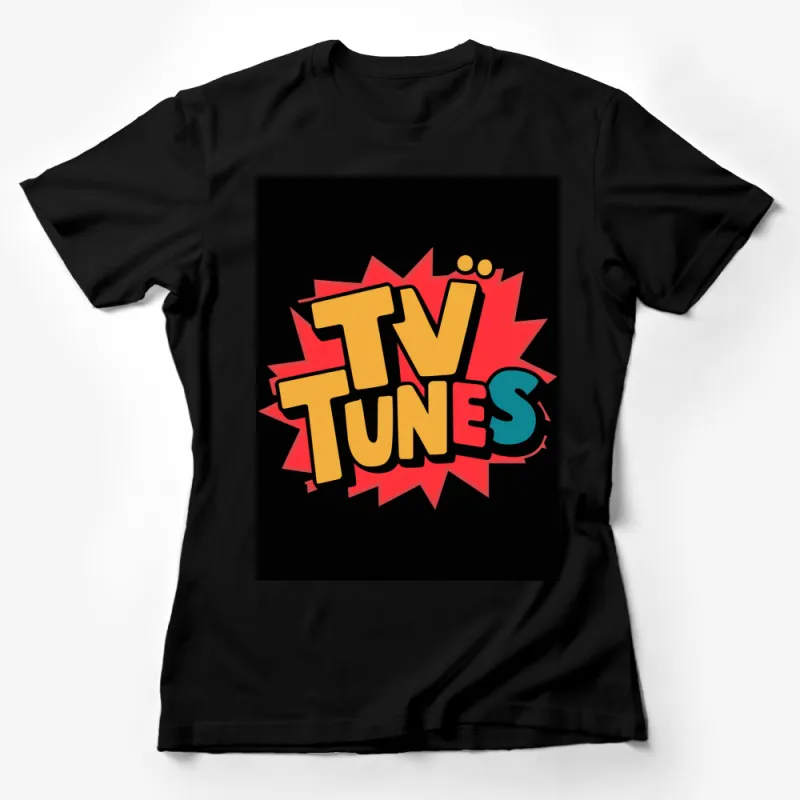 Retro TV Tunes Graphic T-Shirt, Vintage Television Theme, Colorful Pop Art Style, Music Lovers Tee, Unisex Female T-Shirt