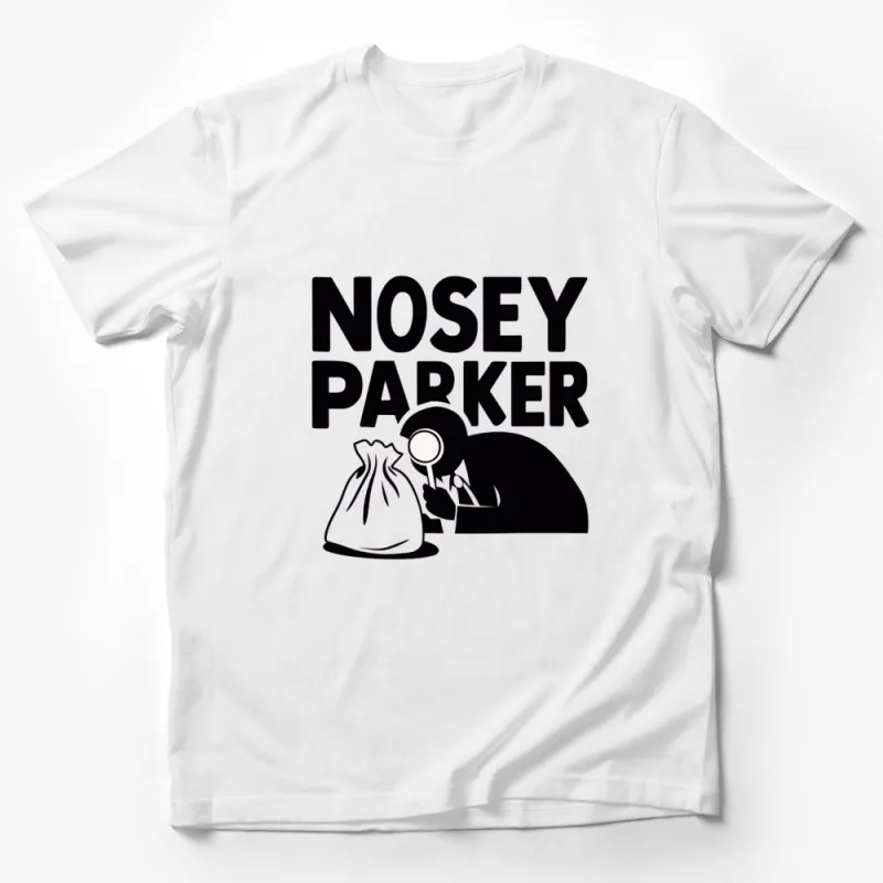 Nosey Parker Funny T-Shirt, Detective Graphic Tee, Casual Black and White Shirt, Unique Sleuth Apparel, Gift for Mystery Lovers Male T-Shirt