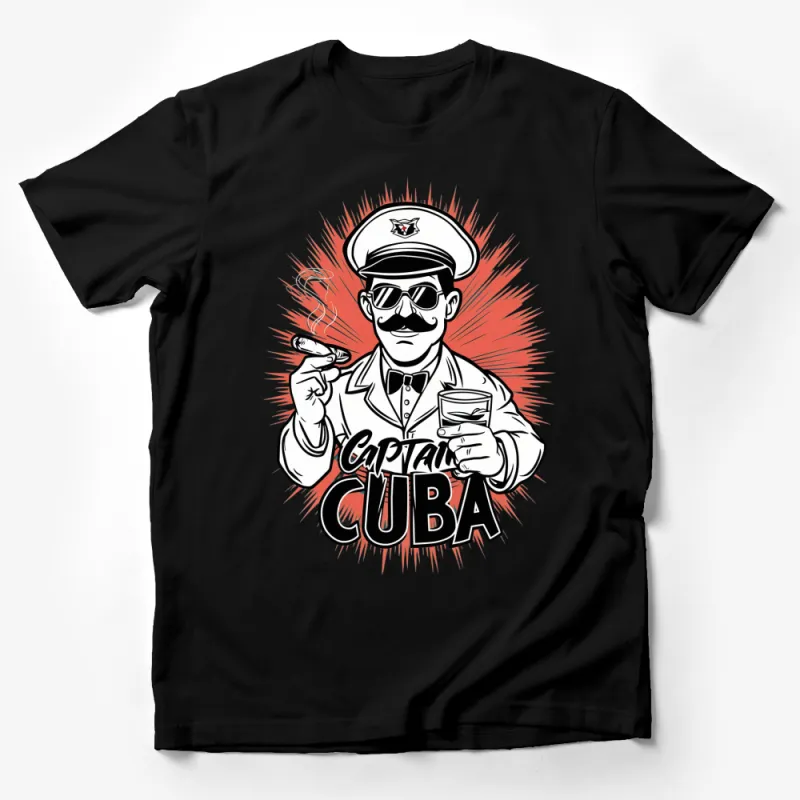 Captain Cuba Retro Style T-Shirt, Vintage Sailor Graphic Tee, Unique Men's Fashion Shirt, Cool Nautical Gift Idea Male T-Shirt