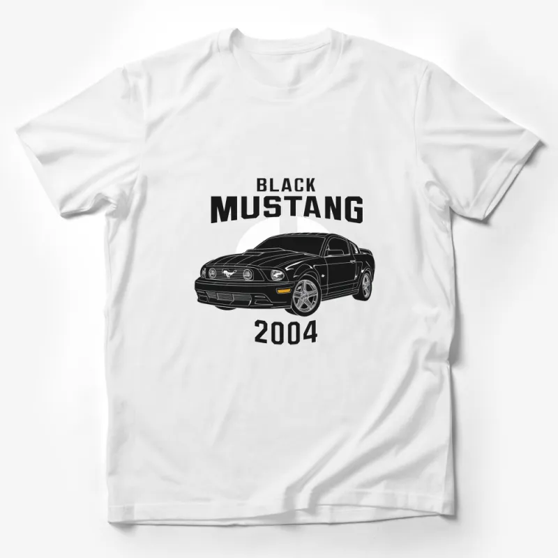 Vintage 2004 Black Mustang Graphic T-Shirt, Classic Car Enthusiast Apparel Male T-Shirt