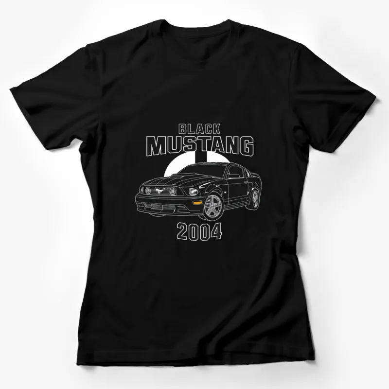 Vintage 2004 Black Mustang Graphic T-Shirt, Classic Car Enthusiast Apparel Female T-Shirt