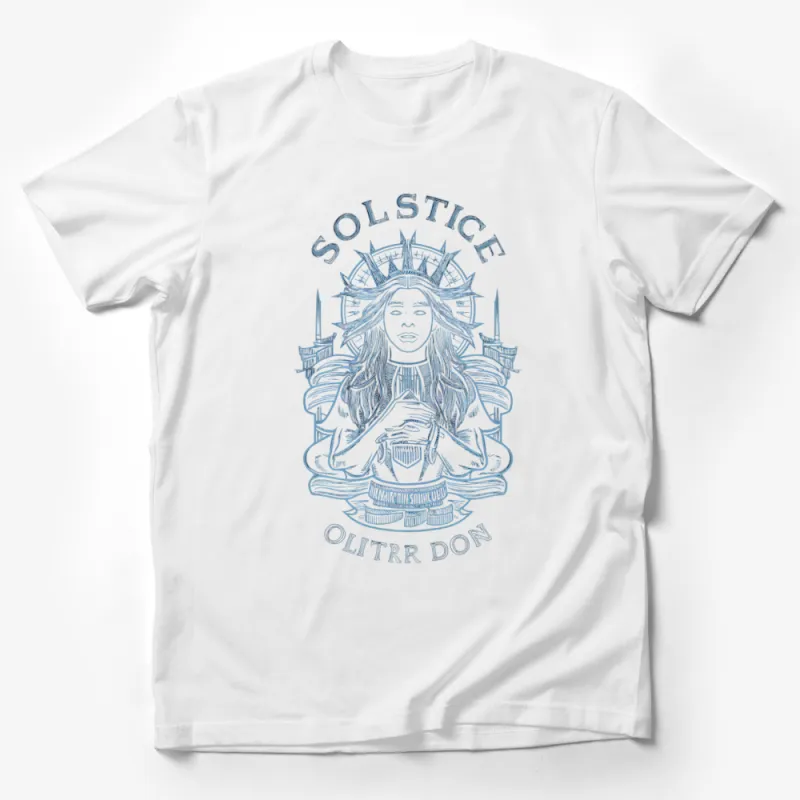 Solstice Lady Liberty Graphic T-Shirt, NYC Skyline, Urban Fashion Tee, Unique Style Top Male T-Shirt