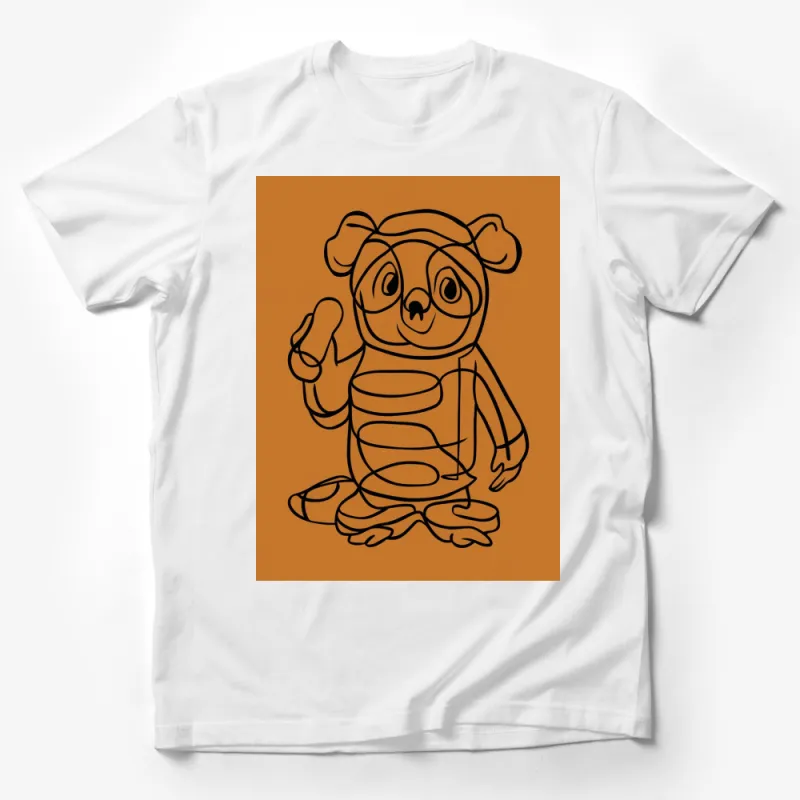 Cute Cartoon Panda T-Shirt, Kids Friendly Animal Graphic Tee, Unisex Children's Casual Wear, Orange Background Male T-Shirt