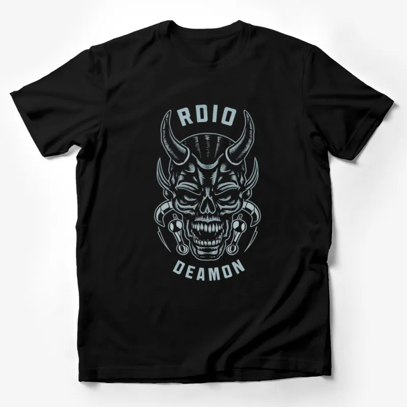 Unique Radio Demon Skull T-Shirt, Vintage Style Graphic Tee, Cool Retro Design, Unisex Apparel Male T-Shirt