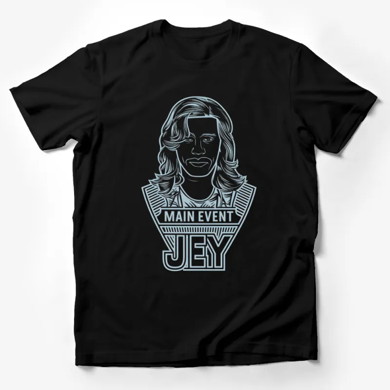 Main Event Jey Retro Style Graphic T-Shirt, Stylish Casual Wear, Fashionable Top for All Male T-Shirt