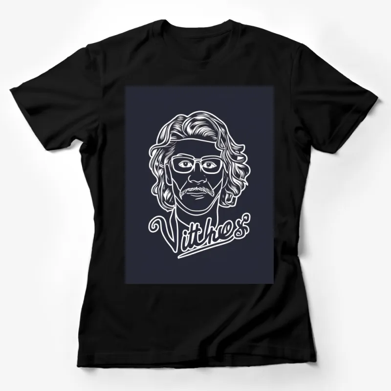 Vintage Vittnes Inspired Graphic T-Shirt, Classic Styled Mustached Man Design, Retro Fashion Female T-Shirt