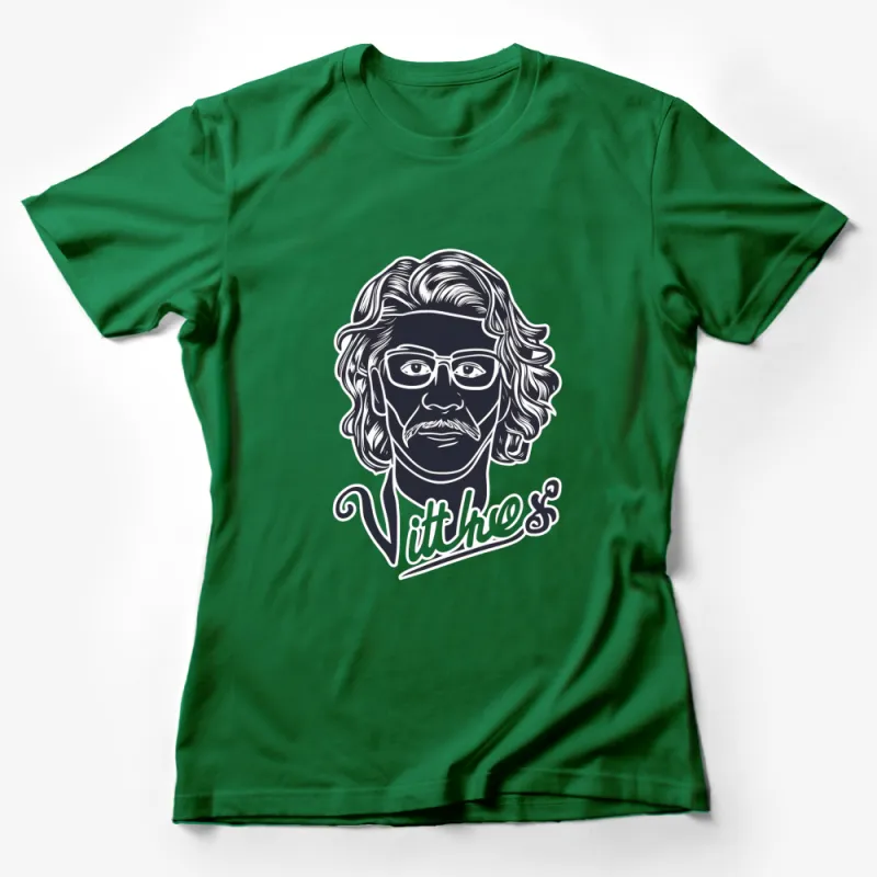 Vintage Inspired Vittorio's Mustached Man Artwork T-Shirt, Unique Hipster Style, Graphic Tee Female T-Shirt