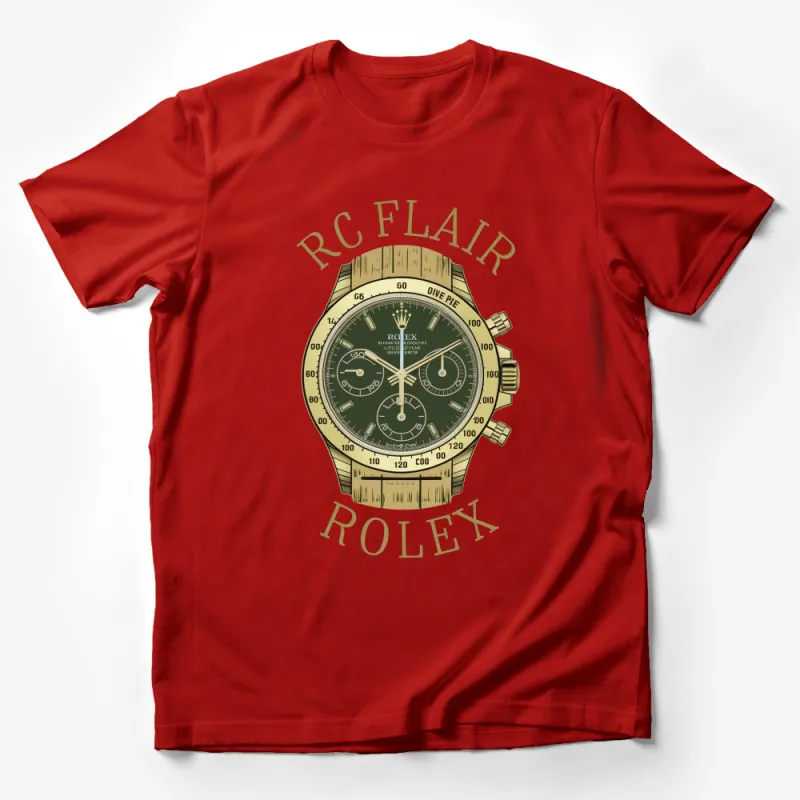 Men's Luxury Watch Graphic T-Shirt, Rolex Inspired Print Tee, Stylish Casual Gold Watch Design Shirt Male T-Shirt