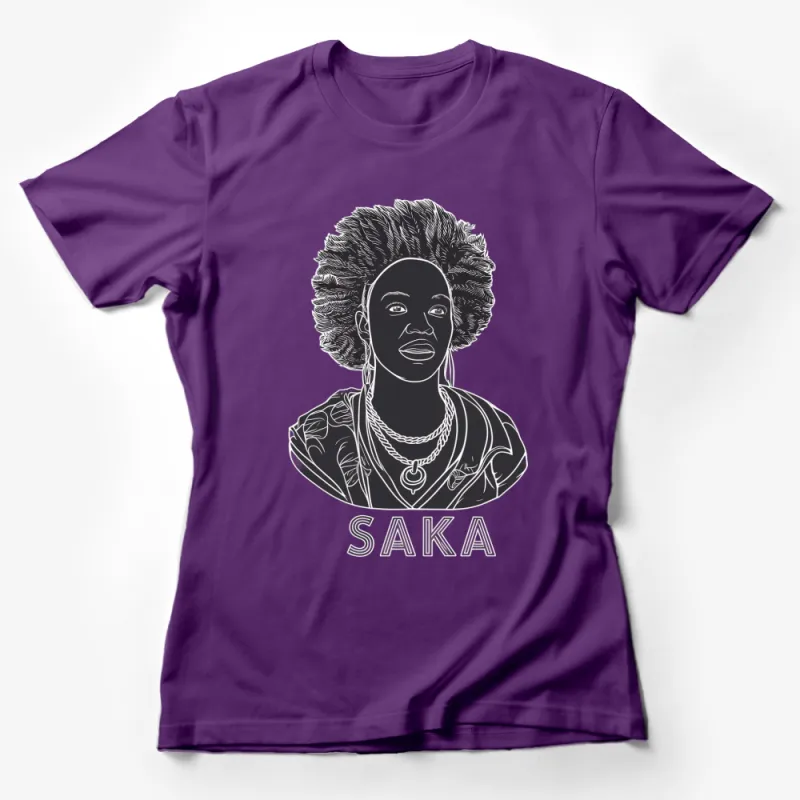 SAKA Inspirational Black Woman Graphic Tee, Empowering Afro Art Statement T-Shirt, Modern Style Feminine Fashion Top Female T-Shirt