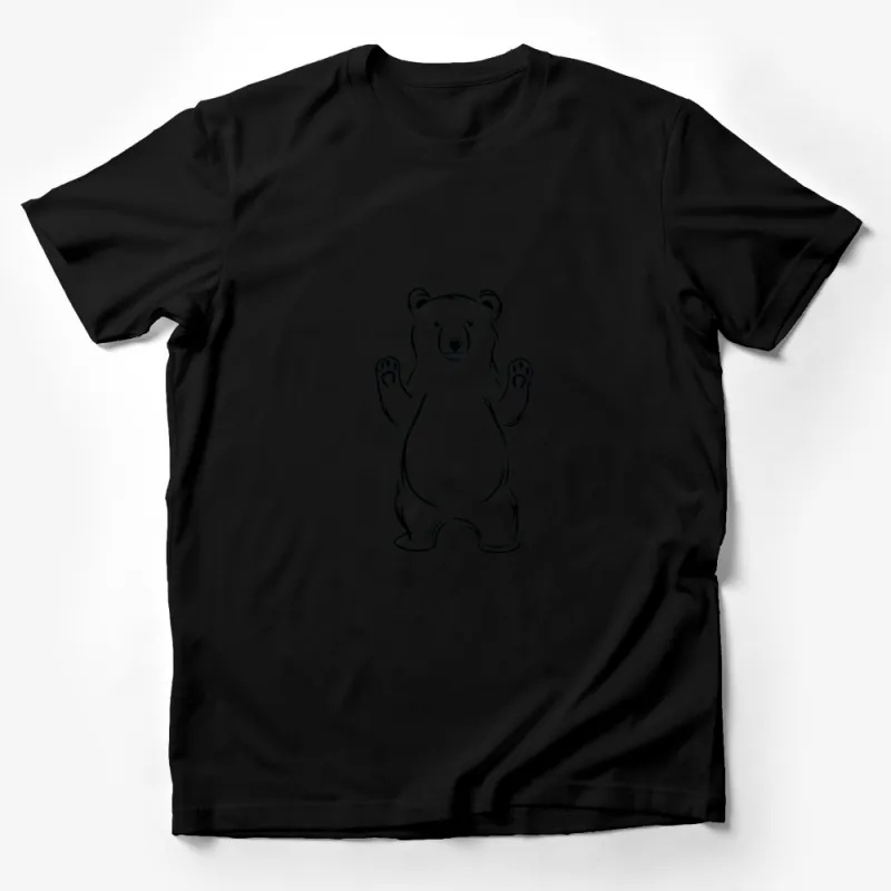 Cute Standing Bear Graphic T-Shirt, Unisex Black and White Bear Design, Casual Wear for All Ages Male T-Shirt