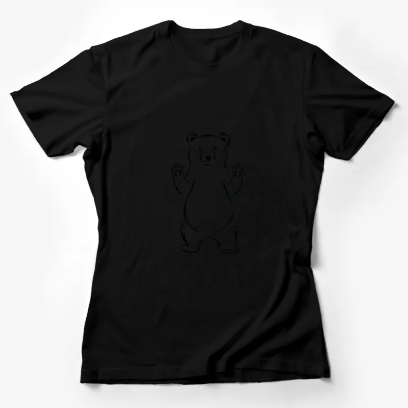 Cute Standing Bear Graphic T-Shirt, Unisex Black and White Bear Design, Casual Wear for All Ages Female T-Shirt