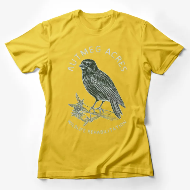 Nutmeg Acres Wildlife Rehabilitation Bird Graphic T-Shirt, Nature Conservation Tee, Artistic Bird Lover Gift Female T-Shirt