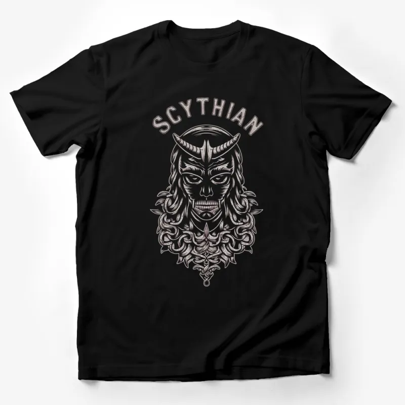 Scythian Warrior Graphic T-Shirt, Vintage Barbarian Illustration, Unisex Viking Style Cotton Tee, Unique Gift Idea, Silver Print Male T-Shirt