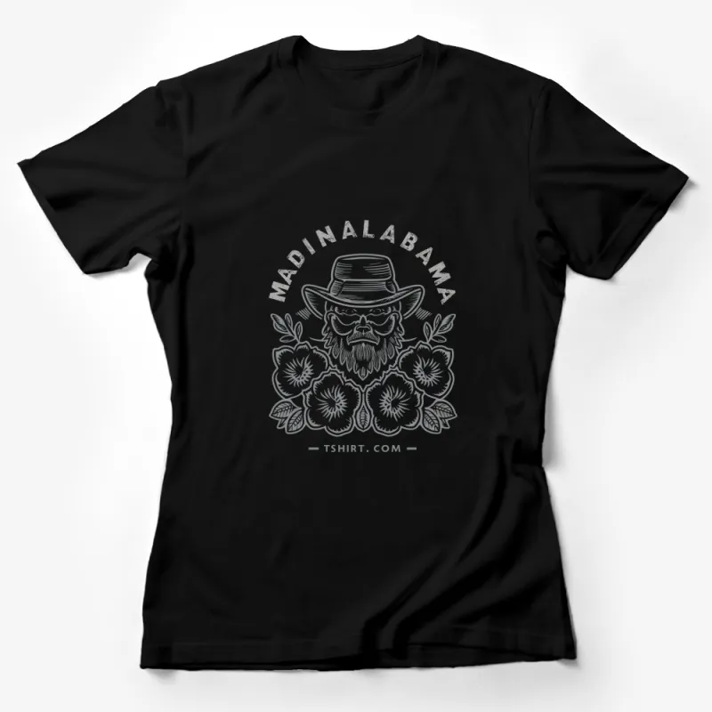 Vintage Style Alabama Man with Hat and Flowers Graphic T-Shirt, Unique Southern Gentleman Design Tee Female T-Shirt