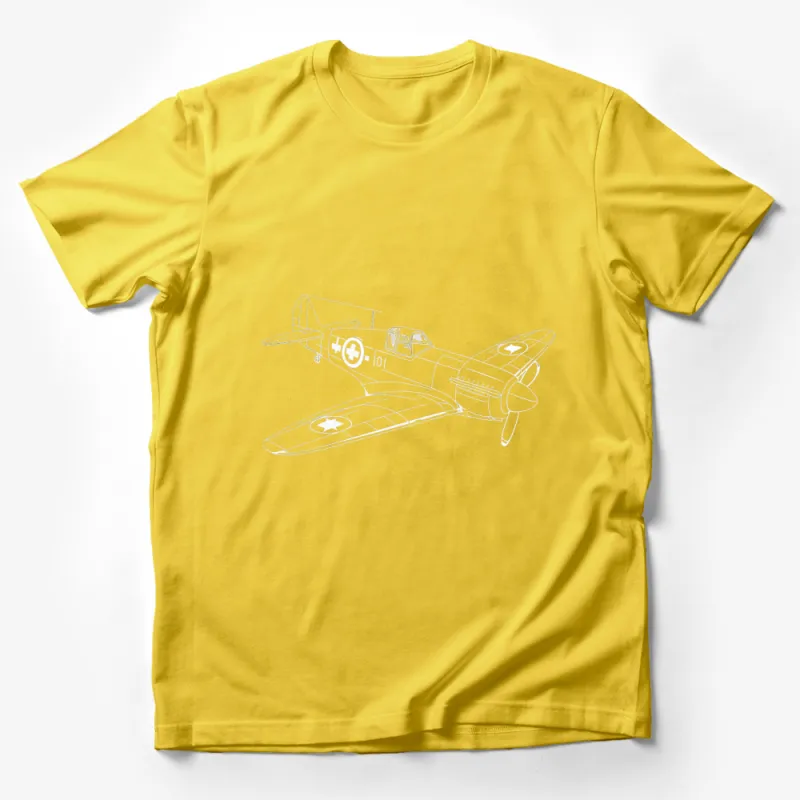 Vintage Airplane Line Art T-Shirt, Classic Aircraft Design Tee, Gift for Pilots and Aviation Enthusiasts Male T-Shirt