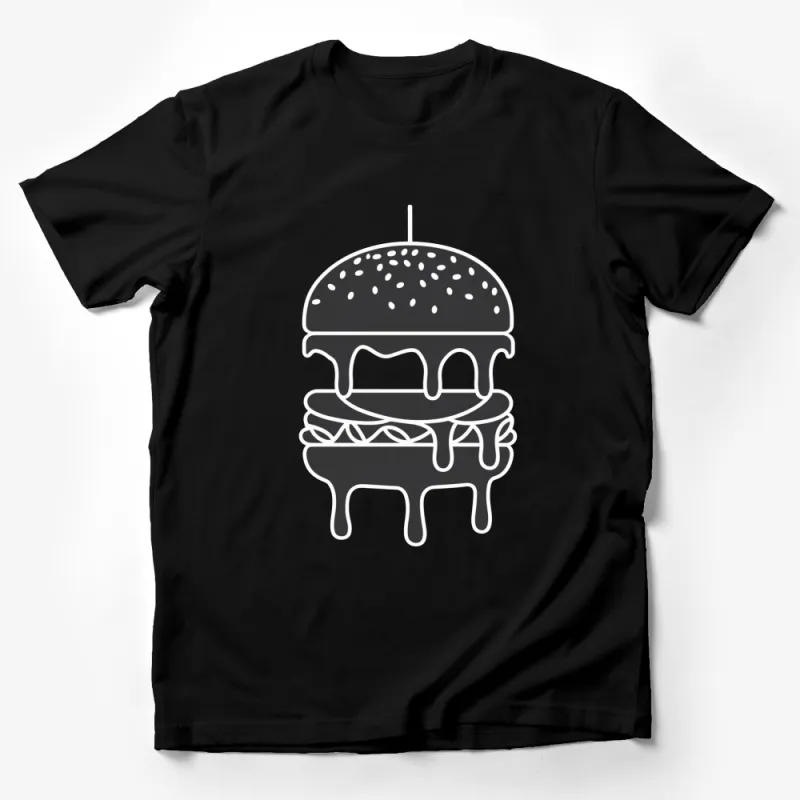 Black Burger Graphic T-Shirt, Unisex Foodie Tee, Casual Streetwear Top, Unique Food Lover Gift Idea Male T-Shirt