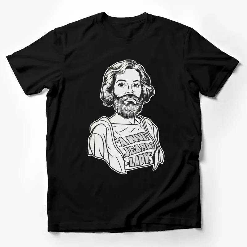 Awesome Bearded Lady Funny Graphic T-Shirt, Unique Hipster Gift, Bold Monochrome Design Tee Male T-Shirt