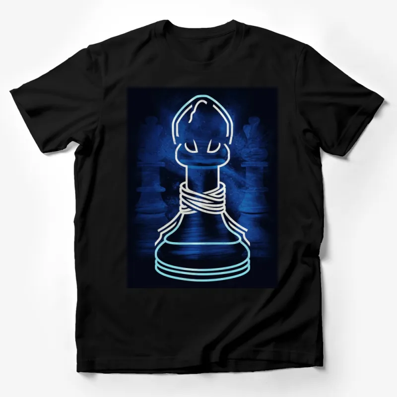 Unique Chess Knight T-Shirt, Blue Striking Design, Stylish Gaming Apparel, Gift for Chess Lovers Male T-Shirt