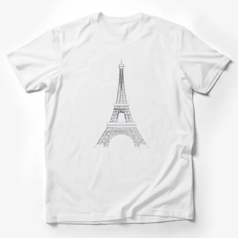 Elegant Paris Eiffel Tower Line Art T-Shirt, Vieux Paris Minimalist Tee, Fashionable Unisex Top Male T-Shirt