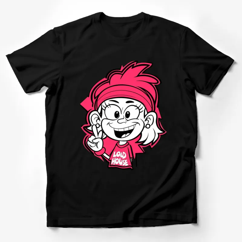 Loud House Character T-Shirt, Red Bandana Cartoon Graphic Tee for Kids and Adults, Unisex Cotton Shirt Male T-Shirt