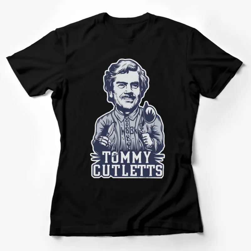 Vintage Chef T-Shirt, Tommy Cutletts Graphic Tee, Unique Chef Character Apparel, Casual Wear Female T-Shirt