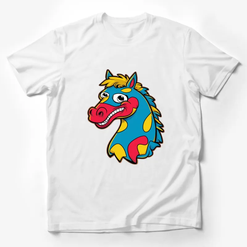 Colorful Cartoon Horse T-Shirt, Fun Kids Animal Graphic Tee, Unique Children's Clothing Gift Male T-Shirt