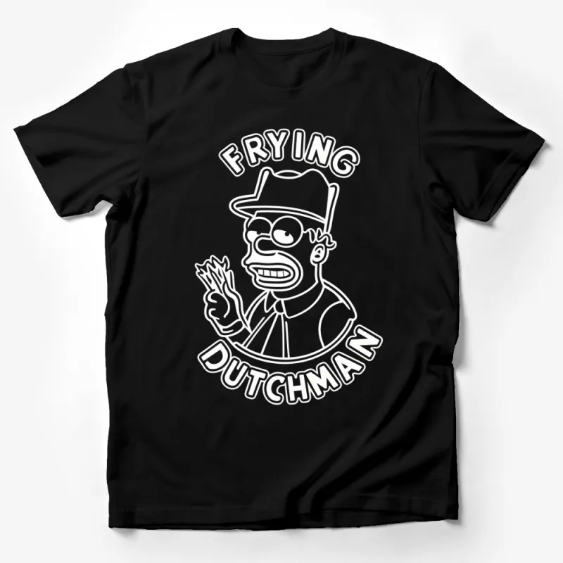 Frying Dutchman Cartoon Character Black T-Shirt, Unisex Graphic Tee, Cool Pop Culture Apparel Male T-Shirt